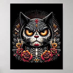 Affiche Chat Noir Dia De Los Muertos Chat Noir Grincheux