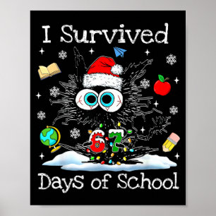 Affiche Chat noir drôle de Noël J'ai survécu 67 jours de S