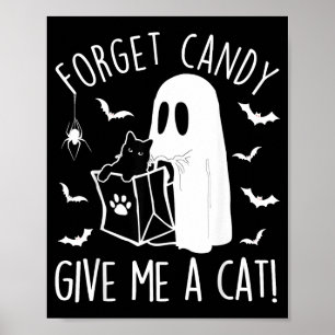 Affiche Chat Noir Drôle Oublie Bonbons Donner Aux Amateurs