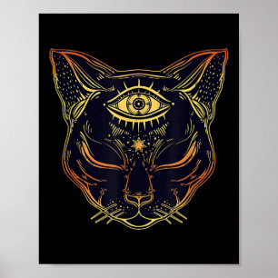 Affiche Chat noir égyptien Halloween Boho - Cuisine gothiq