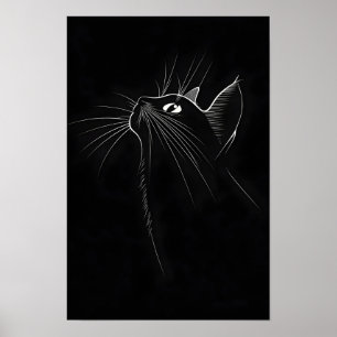 Affiche Chat noir élégant drôle