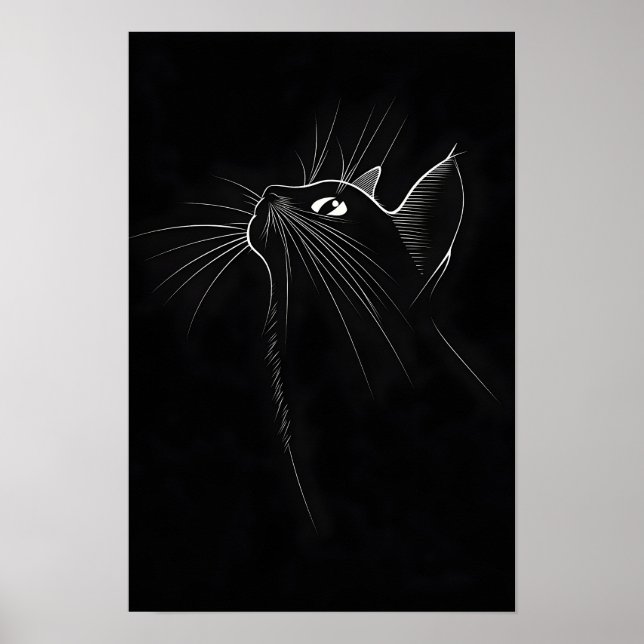 Affiche Chat noir élégant drôle  (Devant)