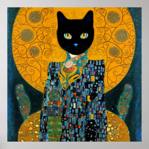 Affiche Chat noir en robe fabuleuse