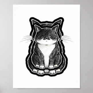 Affiche Chat noir et blanc
