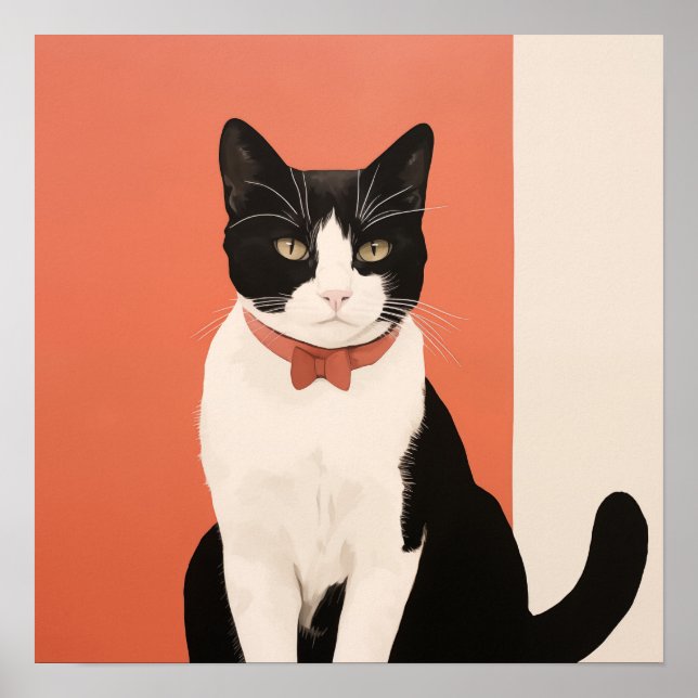 Affiche Chat noir et blanc (Devant)