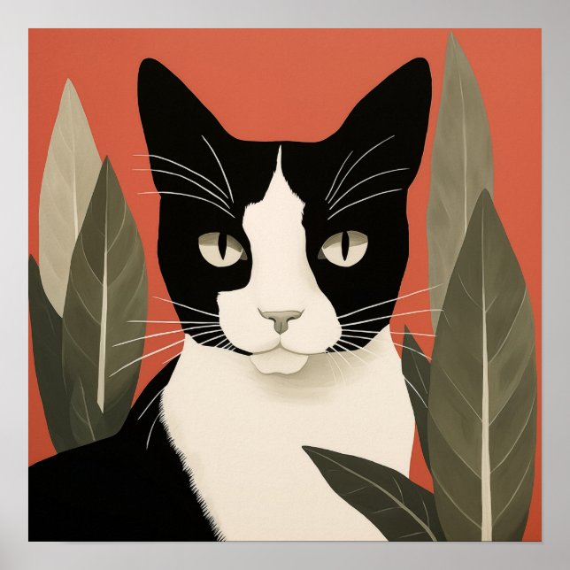 Affiche Chat noir et blanc (Devant)