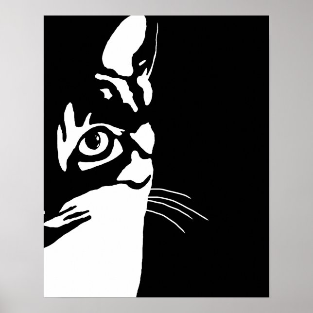 Affiche Chat noir et blanc 657 (Devant)