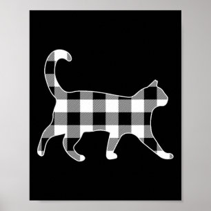 Affiche Chat noir et blanc plaid buffle joyeux Noël 