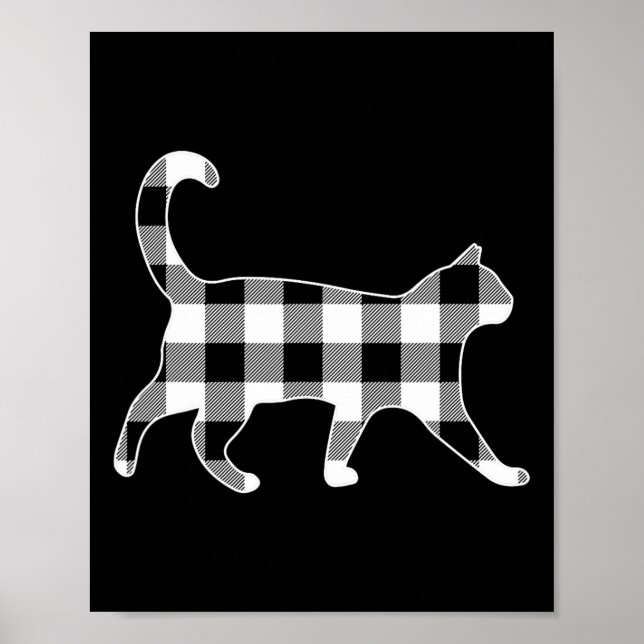 Affiche Chat noir et blanc plaid buffle joyeux Noël  (Devant)