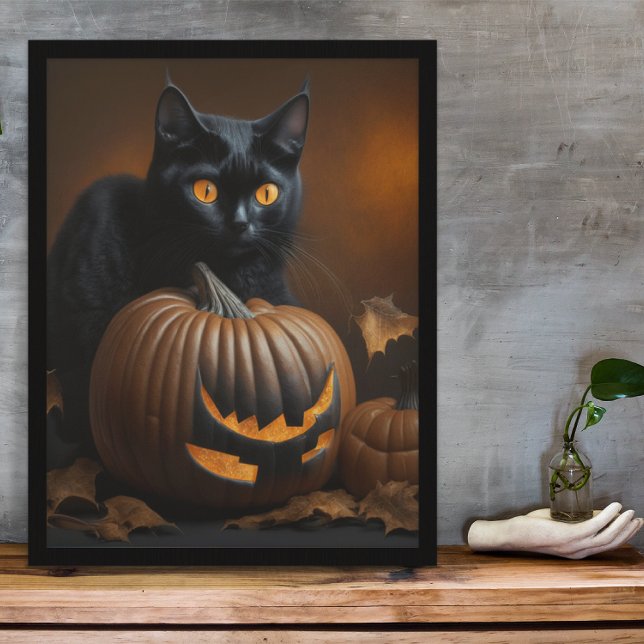 Affiche Chat noir et citrouille Jack-O-Lantern (Créateur téléchargé)