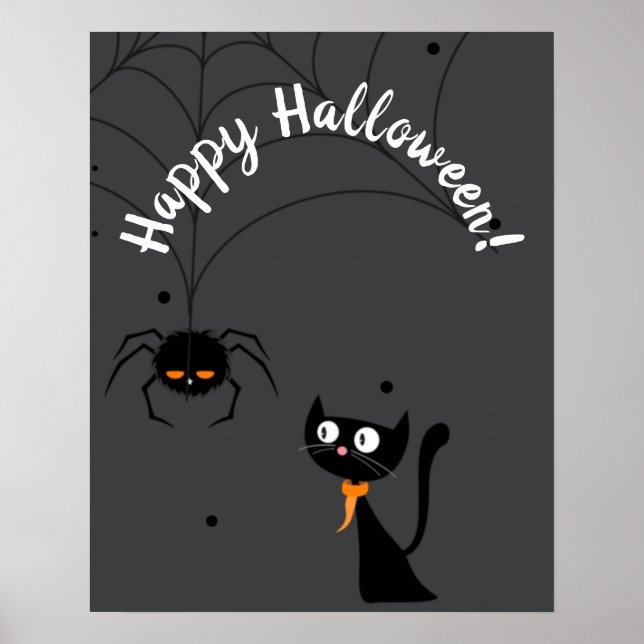 Affiche Chat noir et Halloween Spider (Devant)