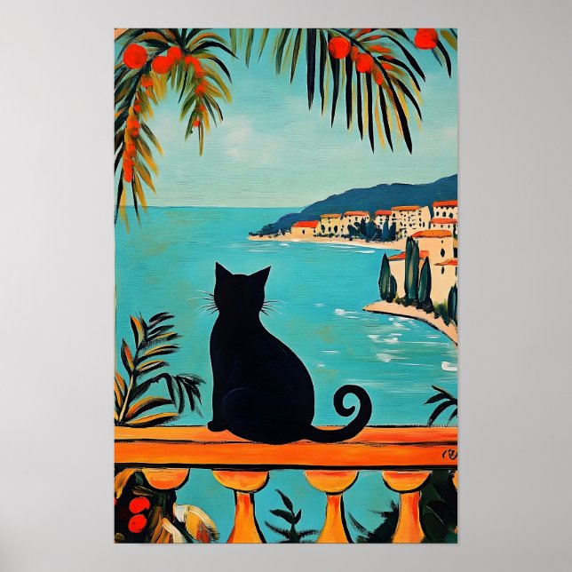 Affiche Chat Noir et Mer  (Devant)