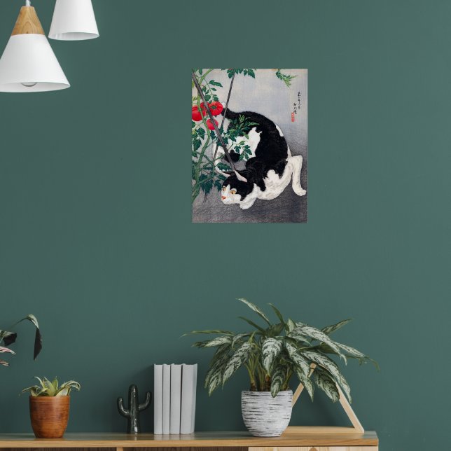 Affiche Chat noir et plant de tomate Takahashi Hiroaki 193 (Salon 1)