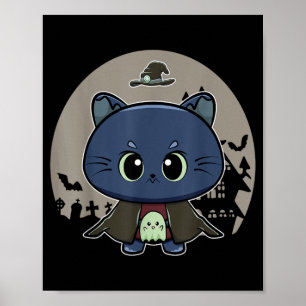 Affiche Chat Noir Et Sorcière D'Horreur Féline Pour Hallow
