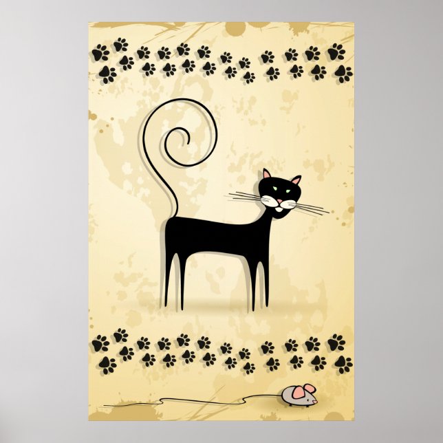 Affiche Chat noir et souris (Devant)