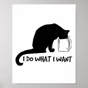 Affiche Chat Noir Faire Ce Que Je Veux Coupe Rouge Drôle M