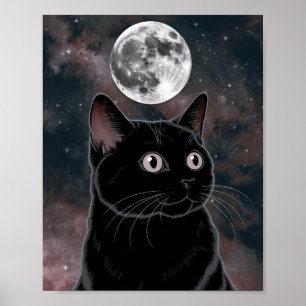 Affiche Chat noir gothique, Chat noir de l'heure de la sor