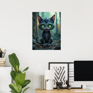 Affiche Chat noir gothique Halloween Vibes de forêt enchan