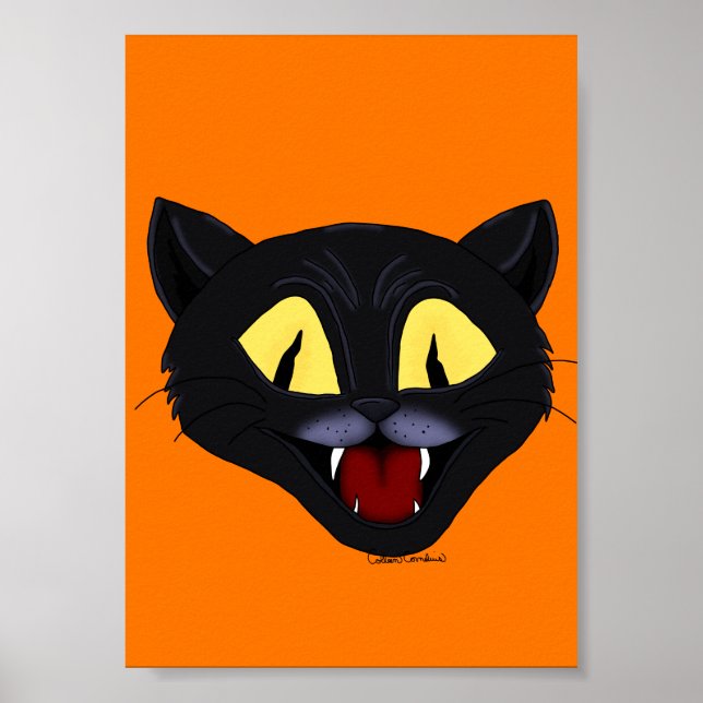 Affiche Chat noir Halloween (Devant)