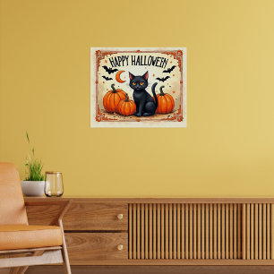 Affiche Chat noir Halloween
