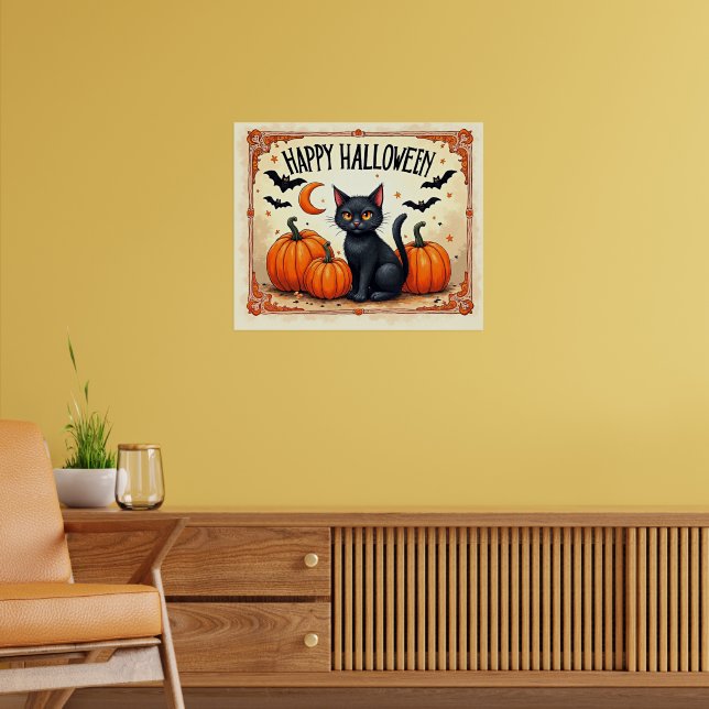 Affiche Chat noir Halloween (Salon 2)
