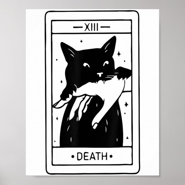 Affiche Chat Noir Halloween Carte Tarot Drôle Pour Moi (Devant)