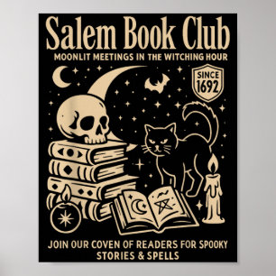 Affiche Chat noir Halloween Sorcière Club de lecture Desig