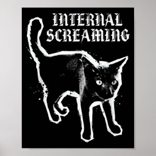 Affiche Chat noir hurlement interne anxiété féline gothiqu