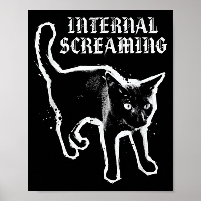 Affiche Chat noir hurlement interne anxiété féline gothiqu (Devant)
