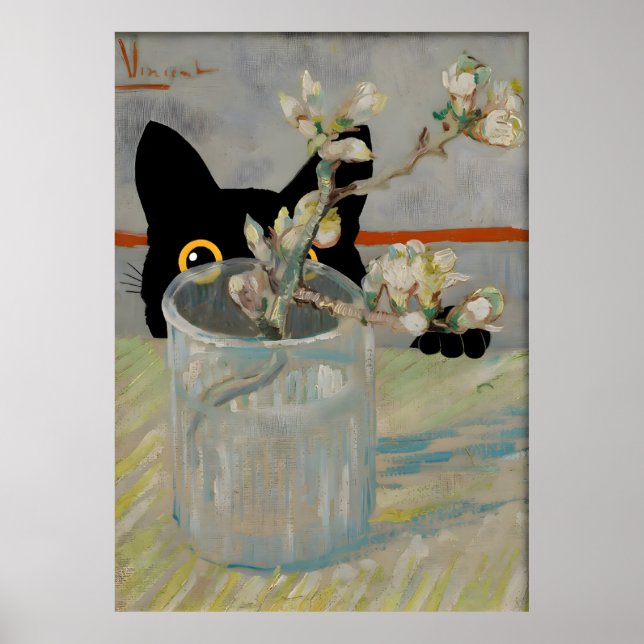 Affiche Chat noir Imprimer Van Gogh Vie morte (Devant)