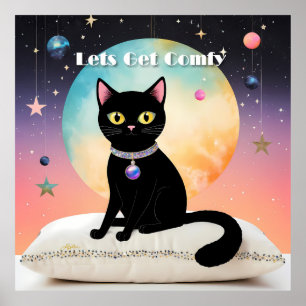 Affiche Chat Noir - Installons-Nous Confortablement