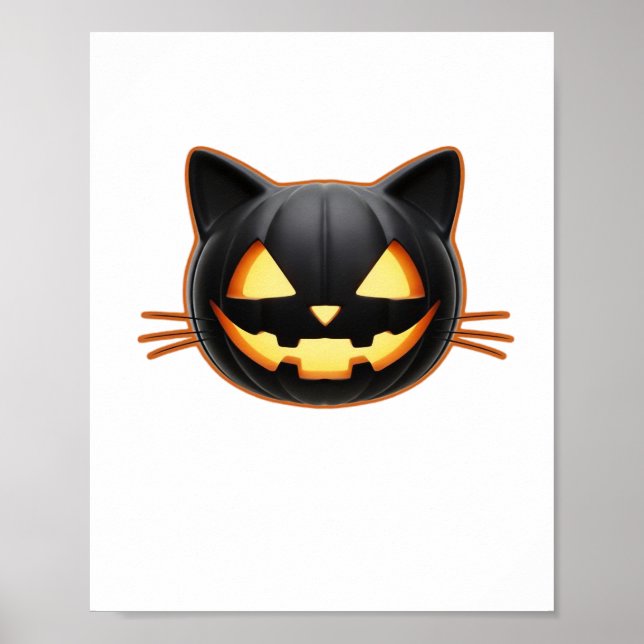 Affiche Chat noir Jack o'Lantern Emoji T-shirt classique (Devant)