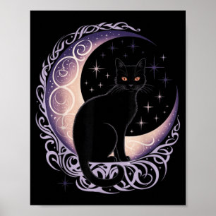 Affiche Chat noir Lune Satanisme Démoniaque Diable Sorcell