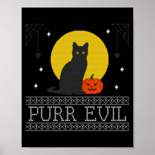 Affiche Chat noir maléfique _ Drôle Mignon Halloween Effra