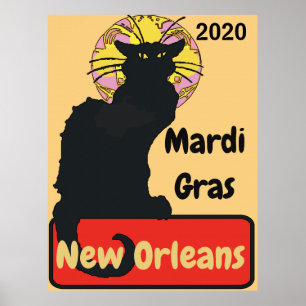 Affiche Chat noir, Mardi Gras, modifier le texte