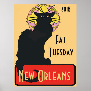 Affiche Chat noir, Mardi gras, modifier le texte