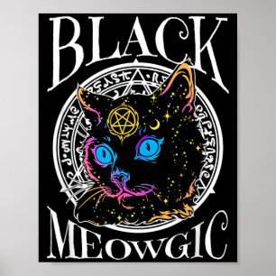 Affiche Chat Noir Meowgic Halloween Sorcière Sorcellerie