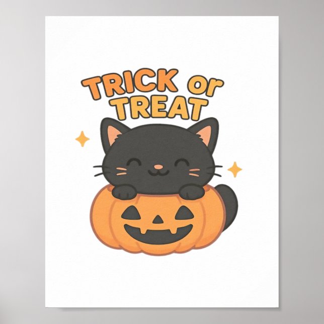 Affiche Chat noir mignon avec yeux verts brillants sur Cit (Devant)