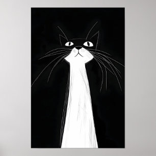 Affiche Chat noir mignon drôle