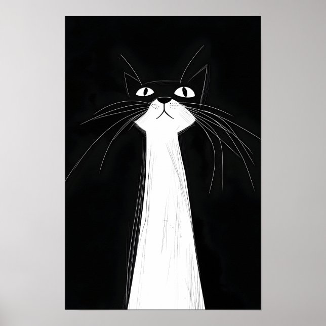 Affiche Chat noir mignon drôle (Devant)