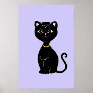 Affiche Chat noir mignon sur le périphérique léger