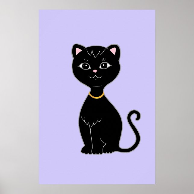 Affiche Chat noir mignon sur le périphérique léger (Devant)
