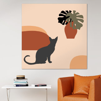 Affiche Chat noir moderne Abstrait