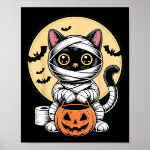 Affiche Chat Noir Momie Hommes Femmes Enfants Halloween Dr