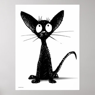 Affiche Chat noir oriental amusant
