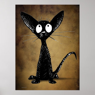 Affiche Chat noir oriental gothique