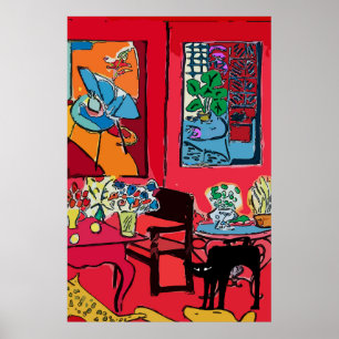 Affiche Chat noir par table