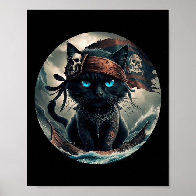 Affiche Chat noir pirate (Devant)