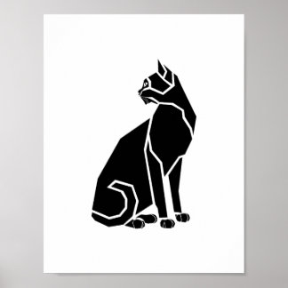 Affiche Chat Noir Regardant Derrière