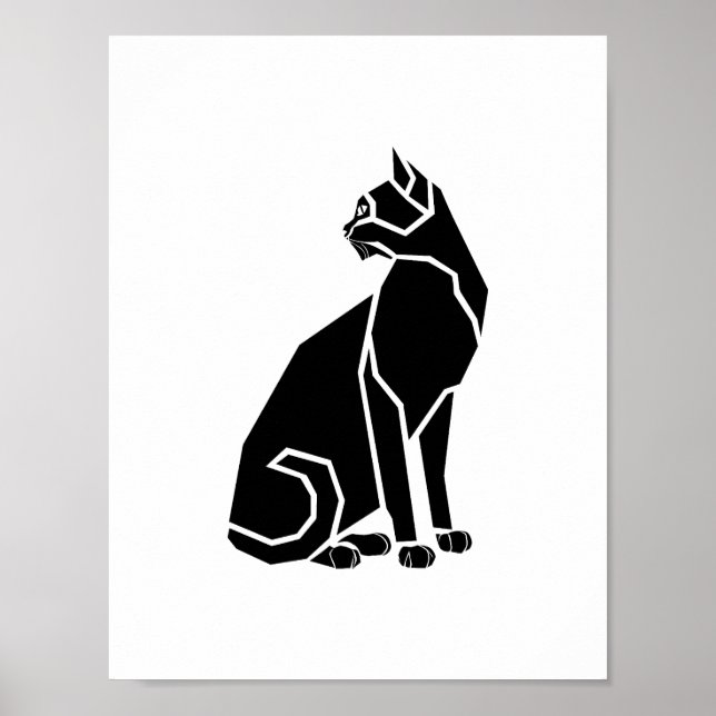Affiche Chat Noir Regardant Derrière (Devant)